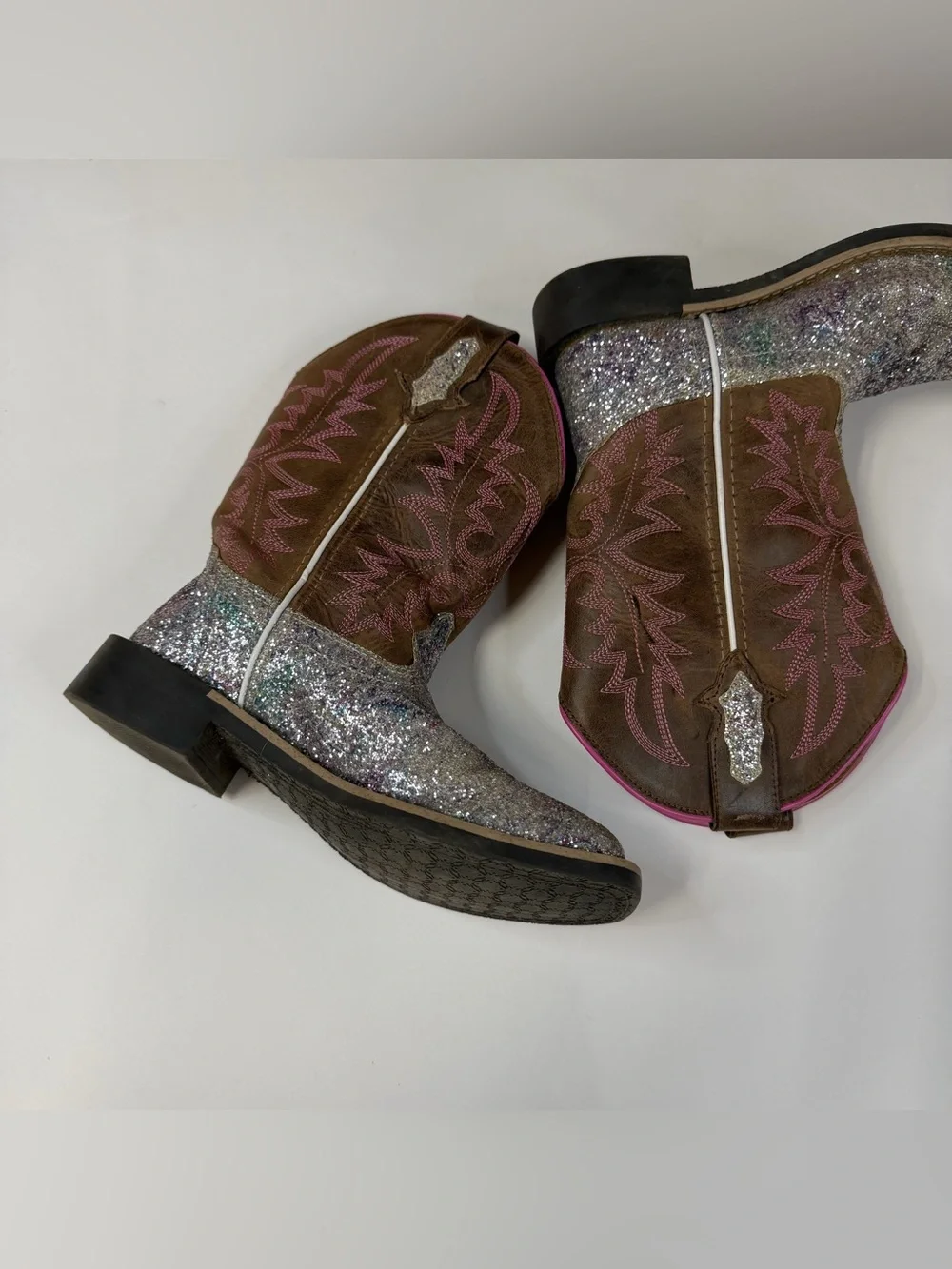 Smoky Mountain Boots Little Girls Size 13.5 Cowboy Boots Glitter Sparkle Brown